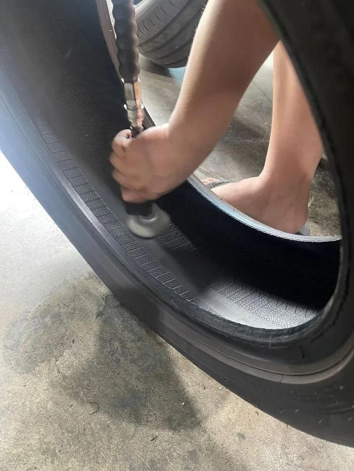 KYC process step 2 - brush and clean the tyres